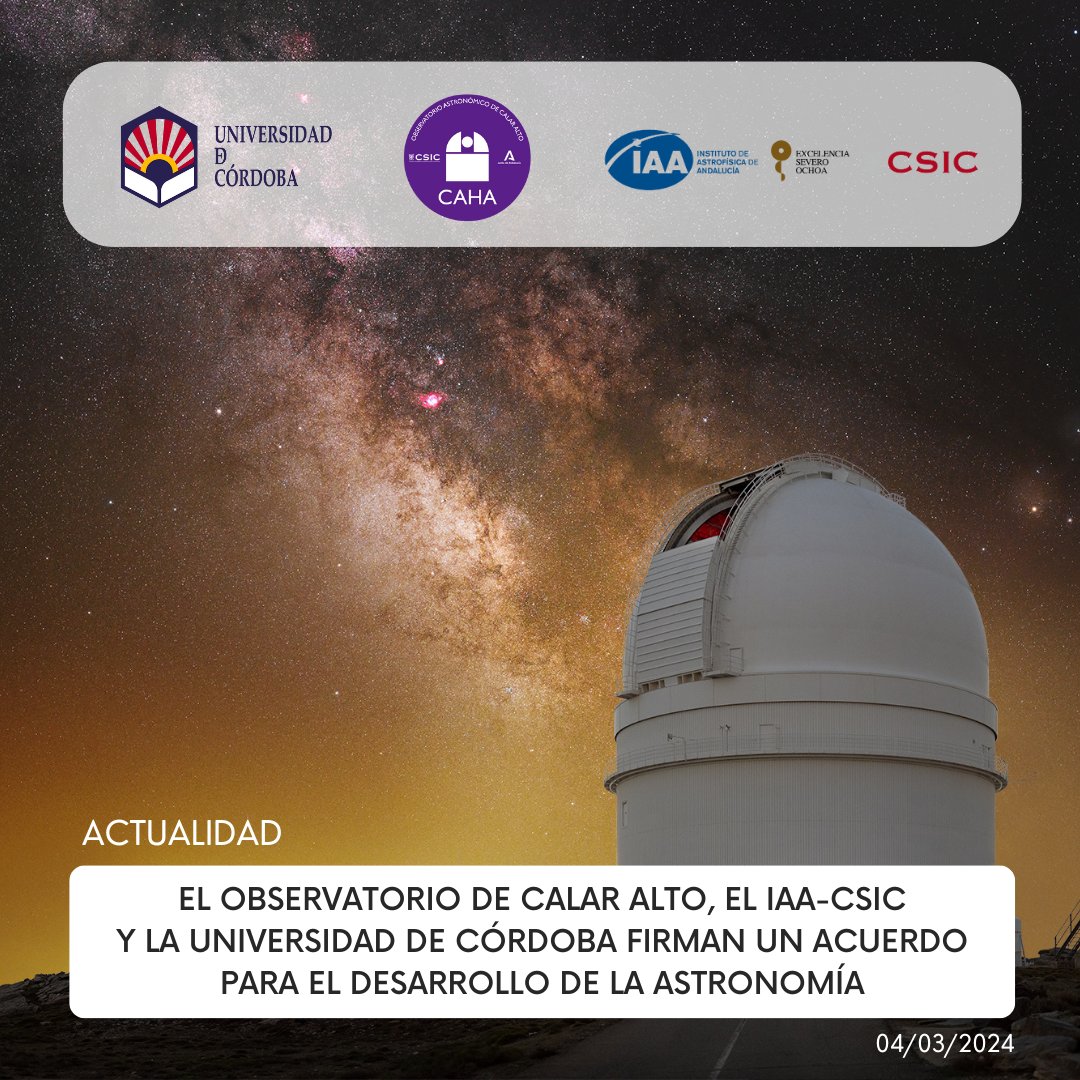 IAA-CSIC (@iaa_csic) on Twitter photo ✔️ El Observatorio de Calar Alto, el IAA-CSIC y la Universidad de Córdoba firman un acuerdo para el desarrollo de la astronomía
🌐 iaa.csic.es/noticias/el-ob…
📸 - <a href="/m_kleinburger/">Michael Kleinburger</a>
<a href="/Univcordoba/">Universidad Córdoba</a> <a href="/ObsCalarAlto/">Observatorio Astronómico de Calar Alto</a> ✔️ El Observatorio de Calar Alto, el IAA-CSIC y la Universidad de Córdoba firman un acuerdo para el desarrollo de la astronomía
🌐 iaa.csic.es/noticias/el-ob…
📸 - <a href="/m_kleinburger/">Michael Kleinburger</a>
<a href="/Univcordoba/">Universidad Córdoba</a> <a href="/ObsCalarAlto/">Observatorio Astronómico de Calar Alto</a>
