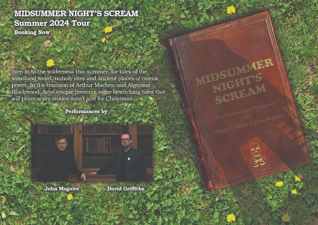 Really excited to announce on #worldbookday2024 that @JohnnieMaguire and I will be bringing some scary stories to your solstice. From ArtsGroupie CIC,producers of Ghost Stories For Christmas comes our next spoken word event, 'Midsummer Night's Scream'. Dates to be announced soon!