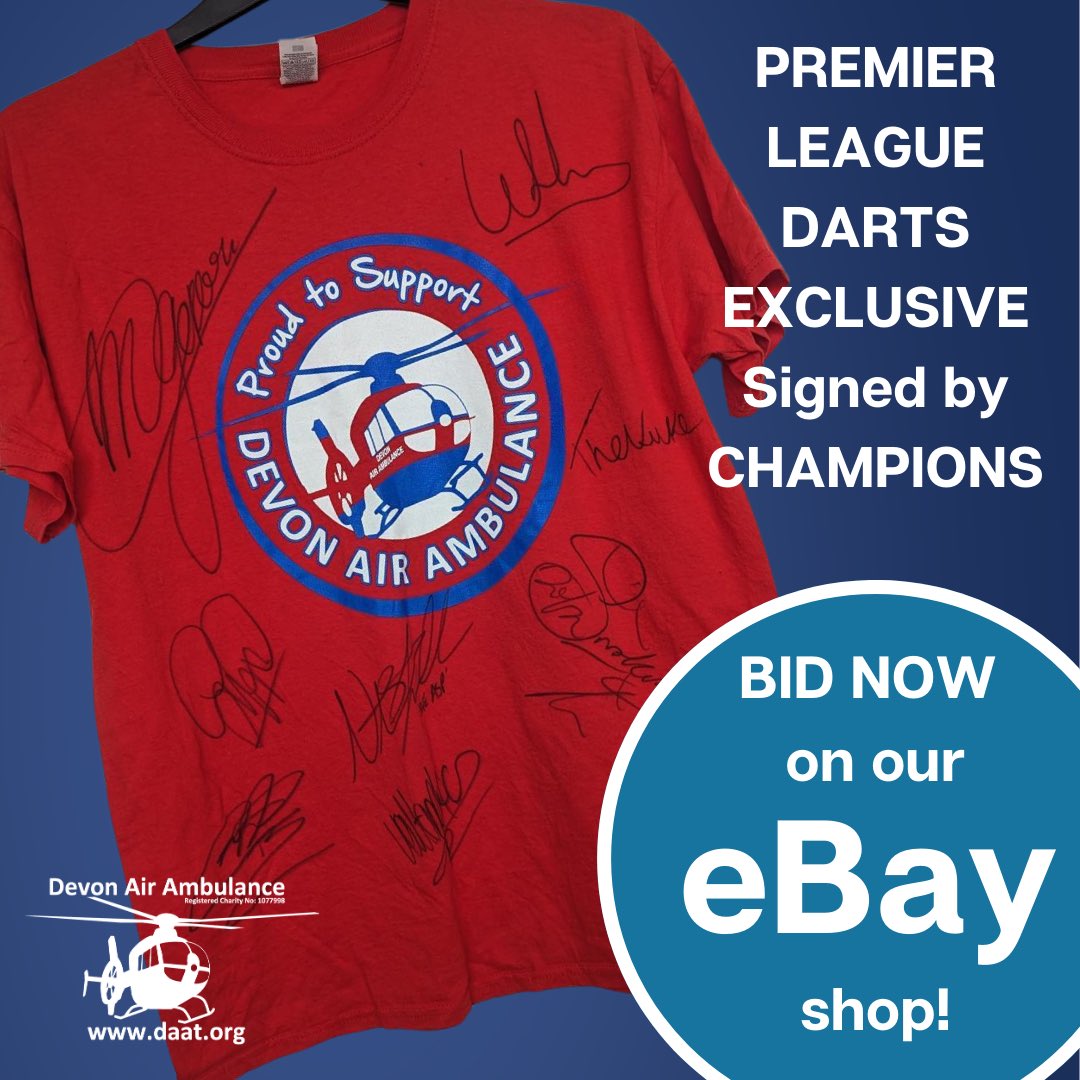 Love Darts, or know someone that does? Don't miss this opportunity to grab a unique buy from our eBay shop right now!

World class names who took part in the Premier League Darts event at Westpoint on 29th Feb have all signed this T-Shirt!

Bid now: ebay.co.uk/itm/3151934038…