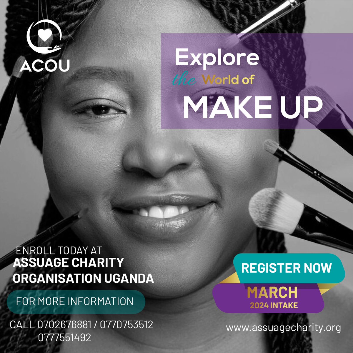 Hello guys this is the time to Register for your makeup classes,Call the numbers on the poster for details and registration,and thanks to those that have already registered,can’t wait to work with you all as we skill ourselves @acou_256