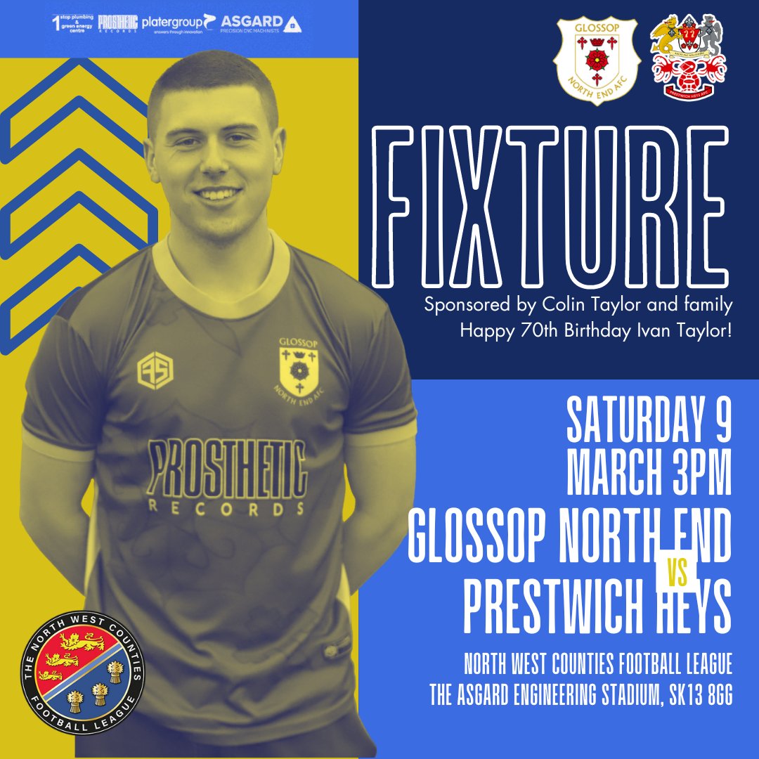 GlossopNorthEnd's tweet image. 🔵 COMPETITION TIME 🔵
We're giving away two pairs of tickets for our home game this Saturday against @PrestwichHeysFC! To enter, tag who you would bring with you, retweet this and follow our page! [1/3]