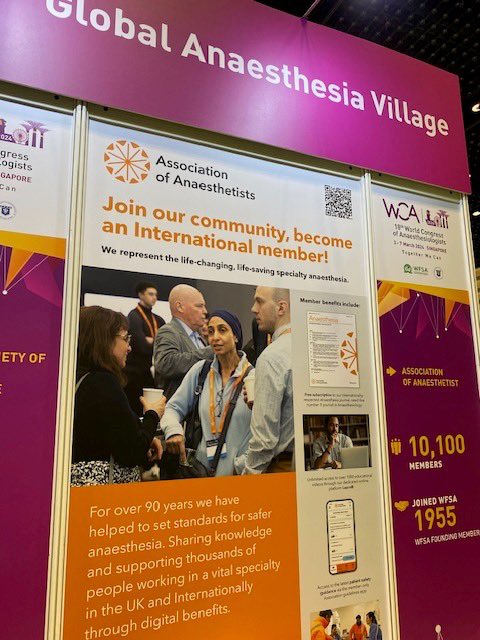 If you’re at #WCA2024, please come and say hi 👋 We’re exhibiting in the Global Anaesthesia Village, stand 6. It would be great to connect with members and friends of the Association 🧡 #anaesthesia #singapore
