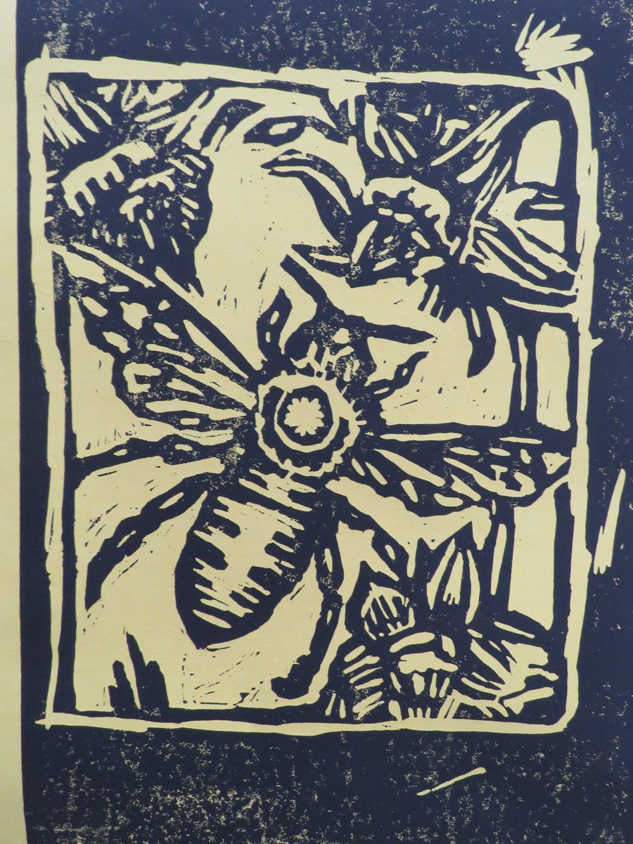 Today's the day!  It's the Art Sale @BedalesSchool - have you got your ticket?  Charity Art Sale, raising money for the Rural Refuge Network and The John Badley Foundation.          Poster by Jojo D. and print by Izabella Z, both Block 2