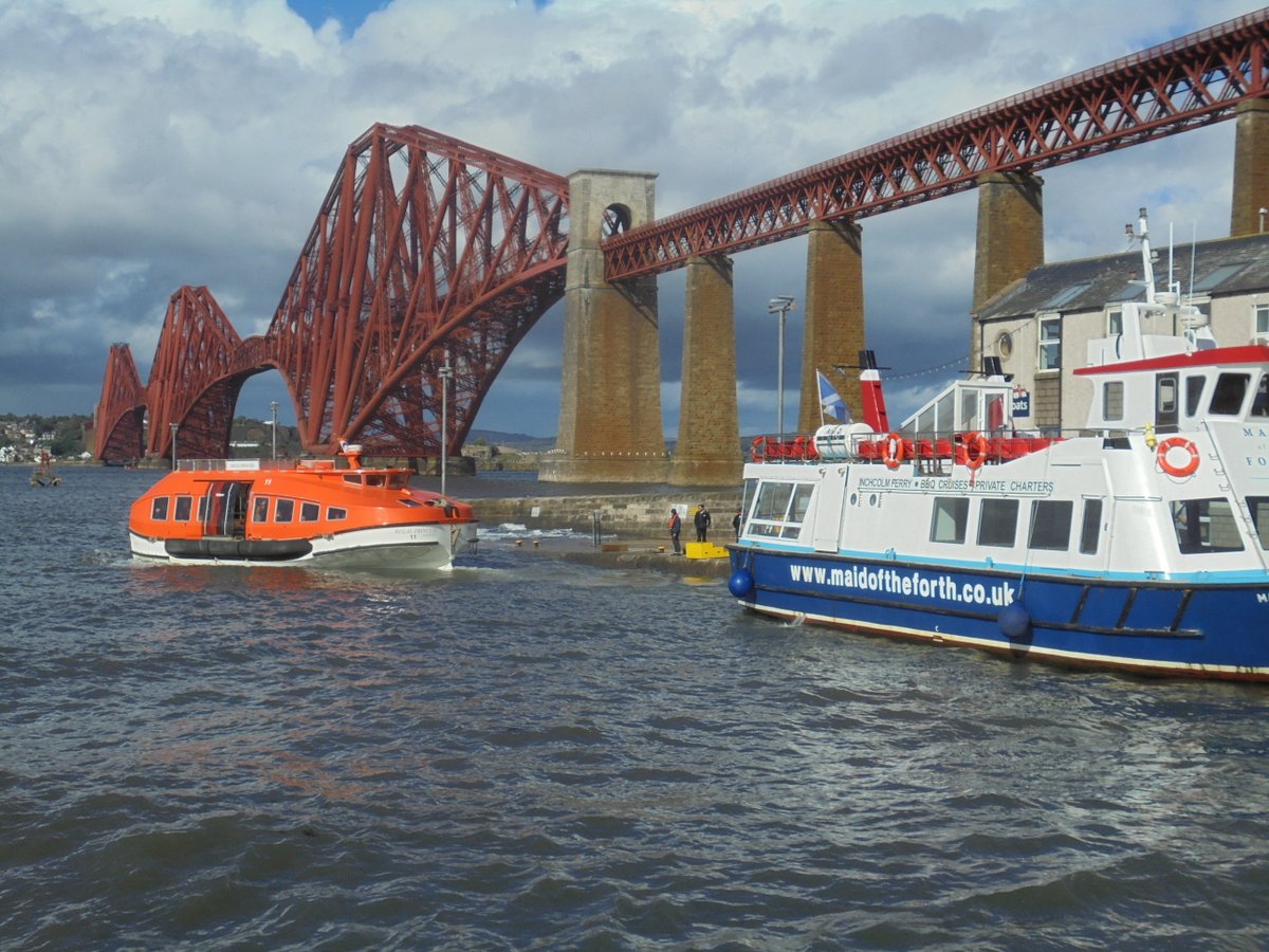 Happy Birthday to the Forth Bridge, opened OTD 1890, to the RNLI launched 1824 #onthisday #RNLI200, and #MaidoftheForth also moored on Hawes Pier (John Rennie, 1813) Queensferry.  #WorldEngineeringDay