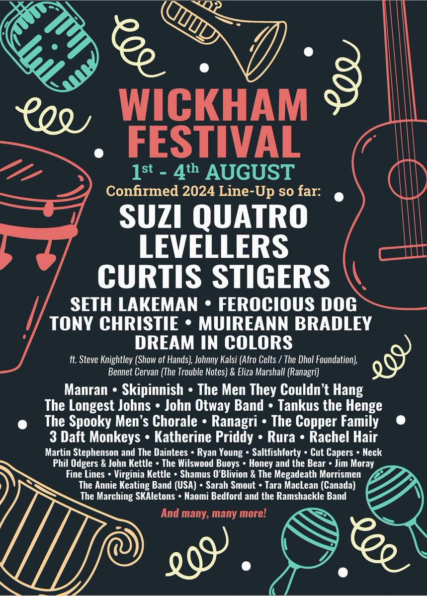 Our new line-up inc. Curtis Stigers with a few more artists inc. Jerry Douglas to add. We hope to unveil last confirmed artists inc. one more headliner soon. Day & Tier 4 Weekend tickets selling fast. Save £50 on every 4-day weekend ticket. Book now. wickhamfestival.co.uk