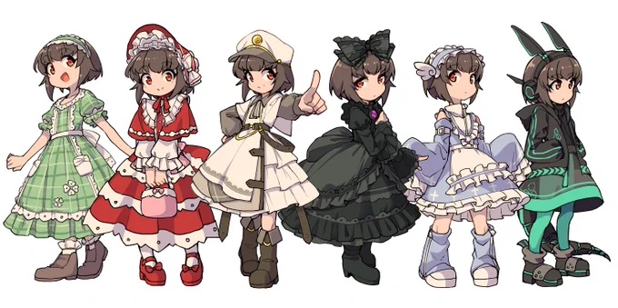 かわいい服いっぱい描いてたのしかった!並べたらもっとたのしくなった!! 