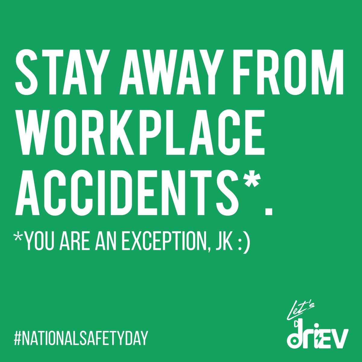 Safety isn’t just a priority; it’s a responsibility we owe to ourselves and our colleagues. On this #nationalsafetyday and every day, Let's driEV reaffirms its commitment to workplace safety. 
#workplacesafety #safetyawareness #safetyfirst #NationalSafetyDay #safety