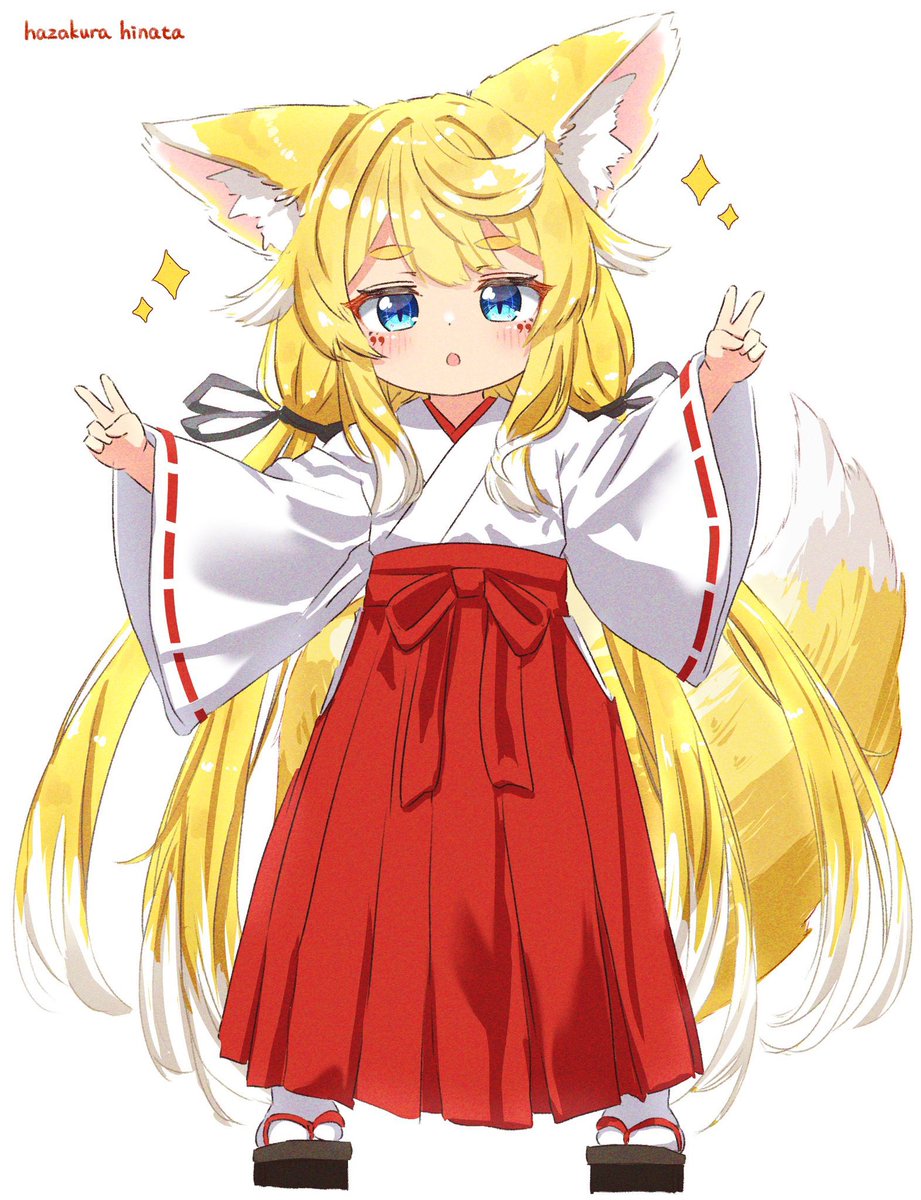 1girl animal ears tail japanese clothes fox ears fox tail miko  illustration images