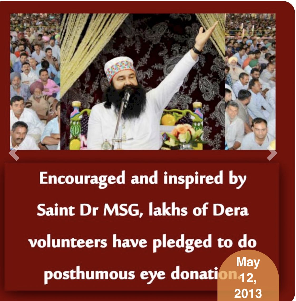 Eyes are most precious gift given by God to us. It is very tough to live for those who have no eyes. The followers of Dera Sacha Sauda under under the guidance of Saint MSG Insan pledge to donate eyes after death by filling the form of Eye Donation for these people
#GiftOfSight