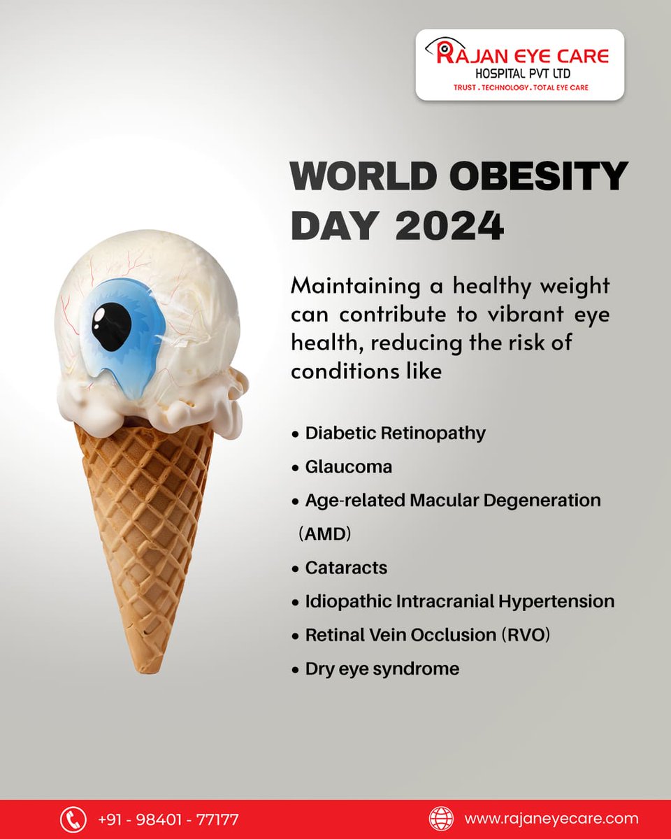 TheRajanEyeCare's tweet image. Opting for wellness shines a light on our eyes! 

Amidst obesity awareness, we safeguard our vision from diabetes-related eye issues, glaucoma, and dry eyes. Let's raise awareness and embrace healthy habits for brighter days ahead! 

#ObesityAwareness #PositiveVision