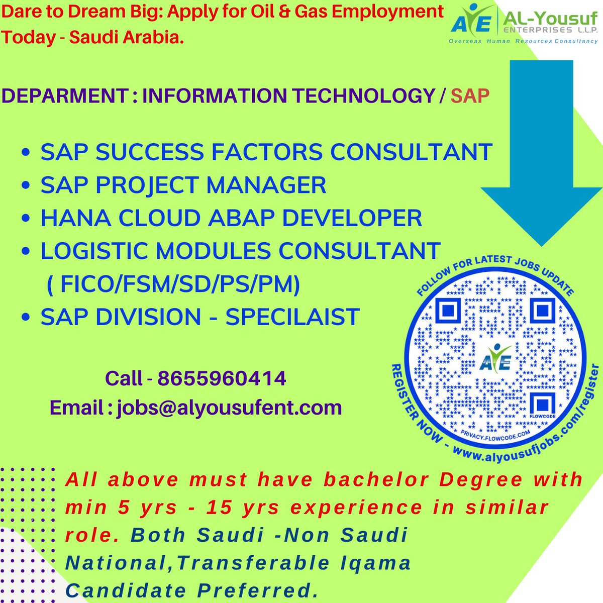 alyousufjobs's tweet image. #JobsInSaudiarabia #Hiring for #SAP_CONSULTANT  #SAP_SPECIALIST #KSA &amp;amp; to apply Email:jobs@alyousufent.com #AlYousufJobs recruiting since 1984, registered under the following Ministry /Department @MEAIndia @NCSIndia @NSDCINDIA @MSDESkillIndia