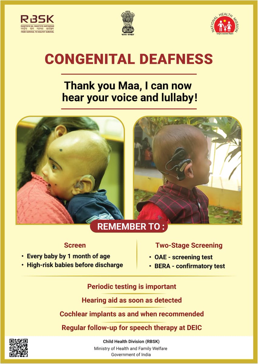 NHMGujarat's tweet image. #Birthdefect #congenitalDeafness Thank You Maa, I can now hear your voice &amp;amp; lullaby.
#worldbirthdefectsday
#rbsk #healthcare #SwasthaBharat #ayushmanbhav #HealthForAll #HealthyLife
@CMOGuj @mansukhmandviya @MoHFW_INDIA @MoHFW_GUJARAT @irushikeshpatel @GujHFWDept @Harshadpatelias