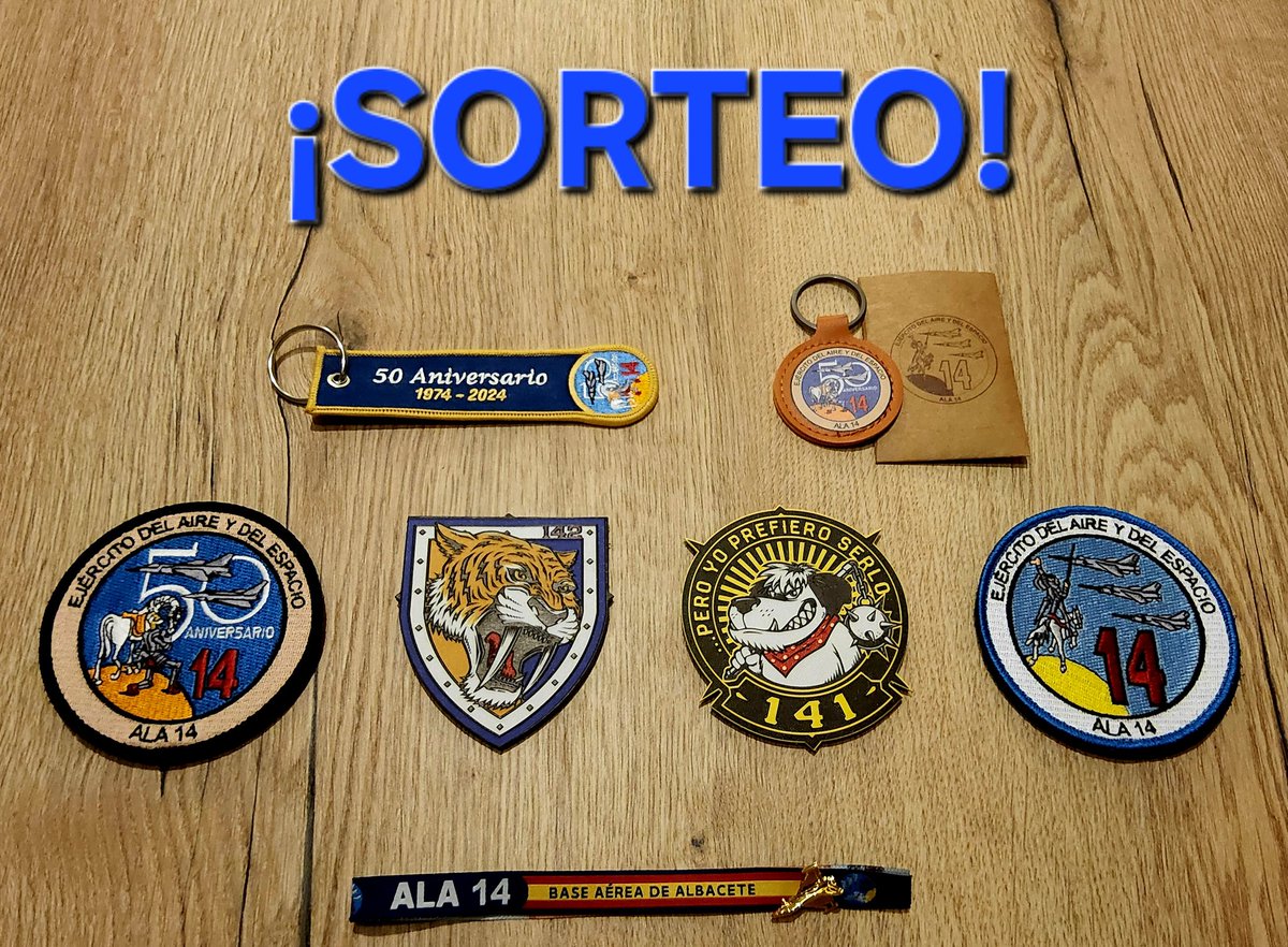 ⚠️ ¡ATENCIÓN, SORTEO!

Con motivo del 5️⃣0️⃣ aniversario del Ala 1️⃣4️⃣, sorteamos tres lotes de regalos. Si quieres ganar uno, solo tienes que:

* Seguir al <a href="/EjercitoAire/">Ejército del Aire y del Espacio</a> y al <a href="/ala14_ea/">ala14_ea</a> en X. 
* Repostear esta publicación. 
* Dar like a esta publicación. 
* Mencionar a dos amigos.
