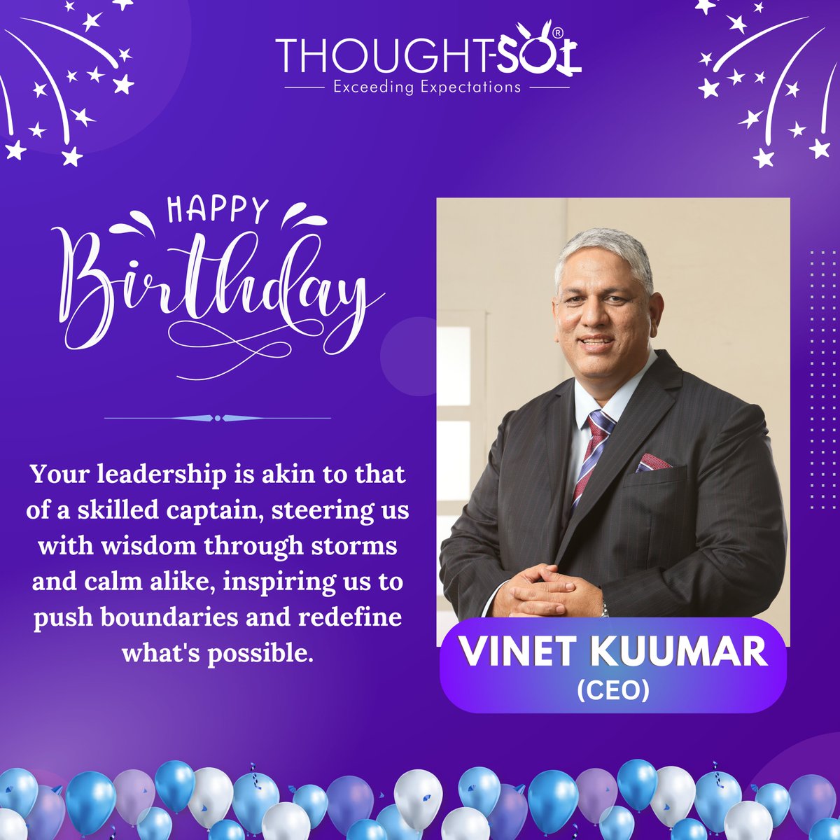 ThoughtSolIndia's tweet photo. Team ThoughtSol wishes a very happy birthday to Mr. Vinet Kuumar, our Founder and CEO. May you be blessed with an abundance of good health and success.
#Thoughtsol #happybirthday #birthdaypost #birthdaywishes #leaderbirthday #founderbirthday #ceobirthday #inspiration https://t.co/U5xEPtfeEL