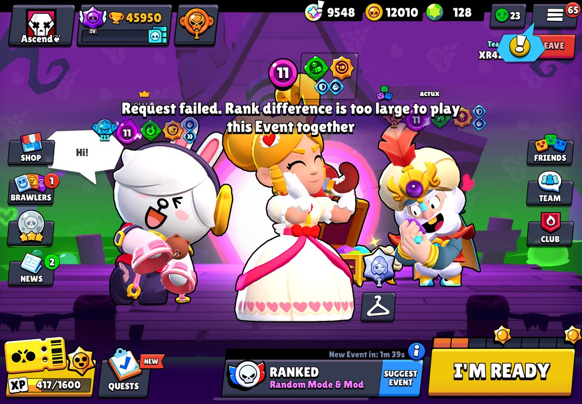 “Request failed. Rank difference is too large to play this Event together” error message when trying to play with someone in the same rank lol