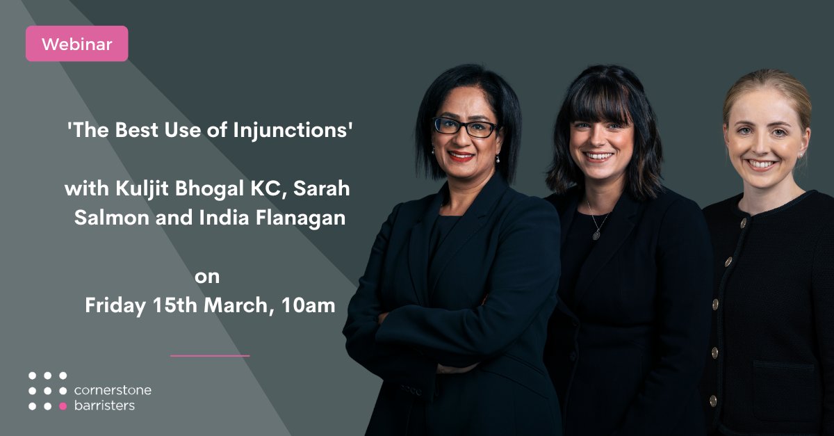 WEBINAR – The Best Use of Injunctions With @KuljitBhogal, @SarahSalmon3 and India Flanagan on 15th March, 10am. Register here: us02web.zoom.us/webinar/regist… #Housing #PublicLaw
