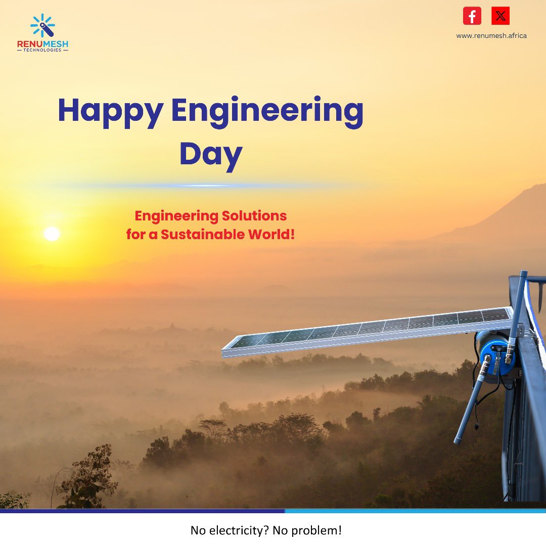 #WorldEngineeringDay 👷👷‍♀️

At @RENUMESH_Tech, engineering solutions are at heart.

We join the rest of the world in celebrating transformative innovations like our solar-powered Internet routers.

For more details visit renumesh.africa