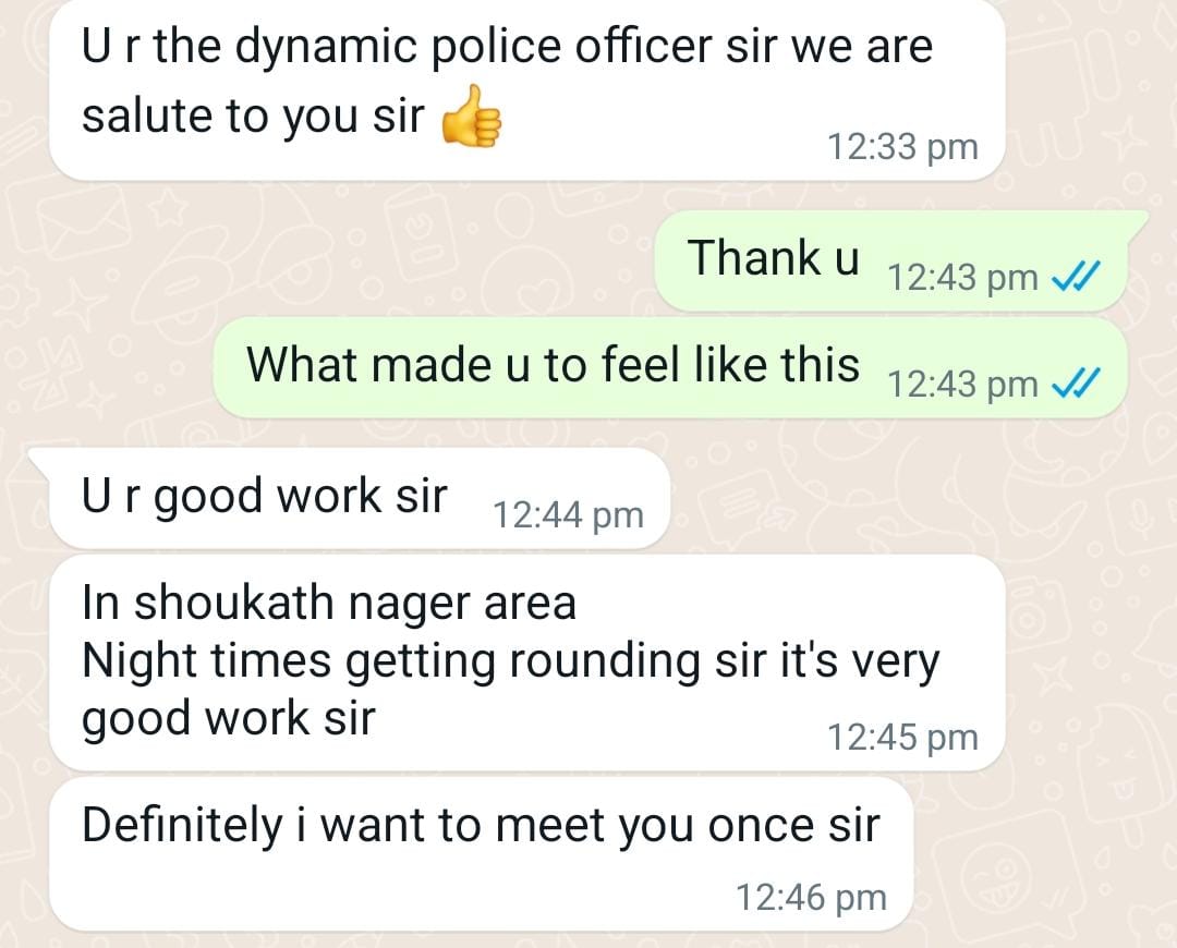 We feel very happy and awarded if citizens lead a peaceful life. This type of messages are gold medals us @CPHydCity @hydcitypolice @director_tsnab