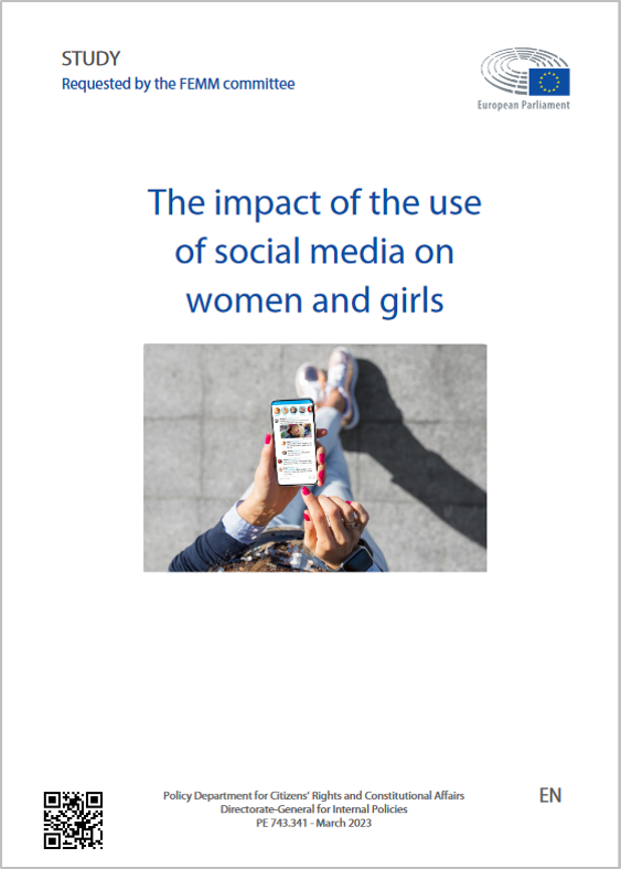 El estudio "El impacto del uso de las #RedesSociales en #mujeres y #niñas" del <a href="/Europarl_EN/">European Parliament</a>  describe y evalúa los impactos de las redes sociales en ellas, en términos de #IgualdadDeGenero, y sobre la #democracia y la participación cívica en general. 
europarl.europa.eu/RegData/etudes…