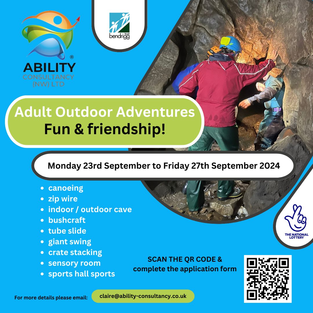 Have you heard about our fantastic Adult Outdoor Adventure camp running from Monday 23rd September to Friday 27th September? The camp is open to adults aged 18+ with #CerebralPalsy or related conditions. #fun #abilitynotdisability #outdooractivities