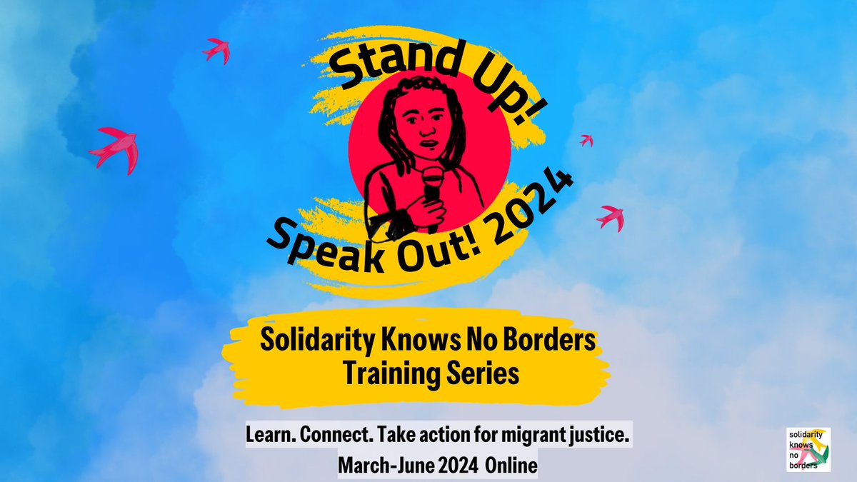 In 2023 we trained over 1000 people – now Stand Up, Speak Out! is back with more resources to resist the hostile environment. From: asylum system 101; housing justice; NHS Charging; Collective care; climate justice and migrant justice. Full programme: sknb.org/take-action/su…