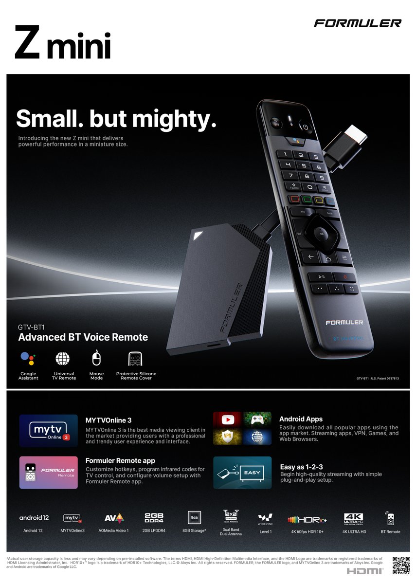 FormulerTv's tweet image. Formuler launched the new Zmini. Uncover the hidden gem of streaming and illuminate your entertainment experience like never before with Zmini. Contact your distributor for pricing and availability. 

Visit formuler.tv (formuler.tv) for more information.
