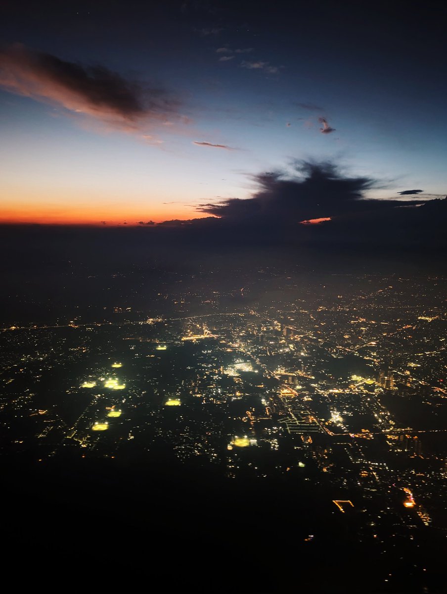 Take off right after sunset, Delhi.