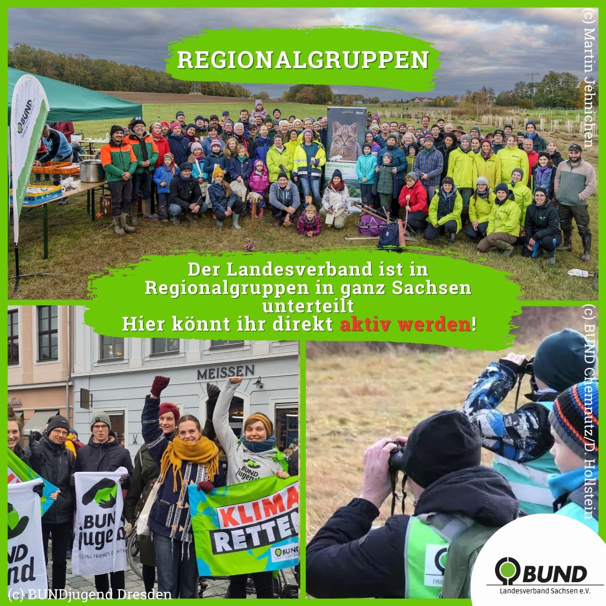 Werdet Teil vom BUND mit 650.000 Mitgliedern deutschlandweit und 35 Regionalgruppen in Sachsen! Engagiert euch vor Ort für die Umwelt! 💪 Besucht unsere Webseite und entdeckt, wofür ihr euch einsetzen könnt – vom Feuersalamander bis zur Energiewende! 🌿