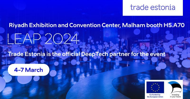 ESTONIA is at LEAP 2024!   tradewithestonia.com/events/leap202… Please join us at Riyadh Expo Center and meet our people from <a href="/cybernetica/">Cybernetica</a>, <a href="/Nortal/">Norma Talbott</a>, <a href="/HelmesHQ/">Helmes</a>, B.EST Solutions, <a href="/CybExerTech/">CybExer Technologies</a>, AS Datel, <a href="/Miltton/">Miltton</a> Events, Digital Logistics Centre of Excellence with ITL Estonia ICT Cluster.
