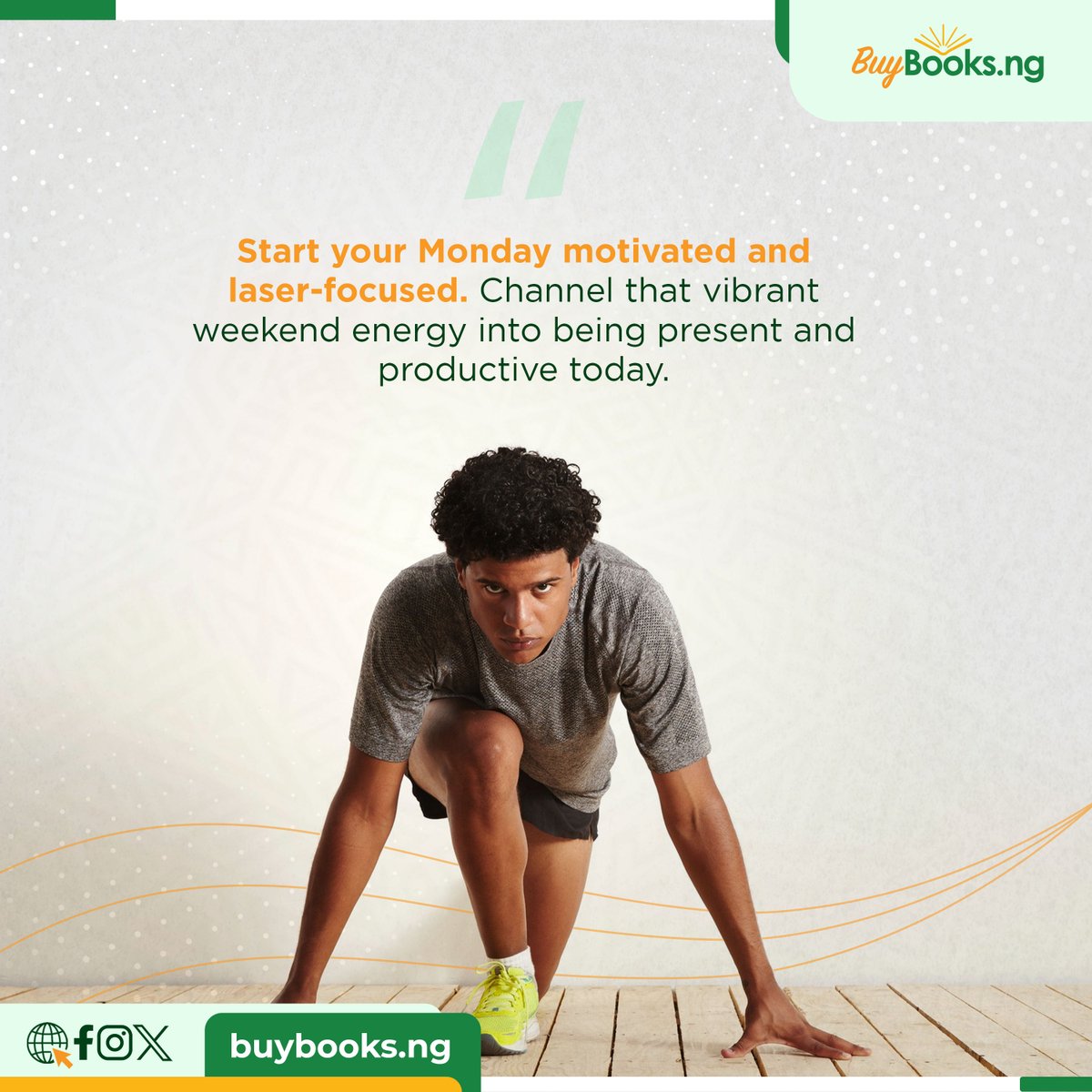 Buybooksng's tweet photo. Remember, today is a fresh start, a clean slate, a new beginning, begin this week by seizing opportunities that come your way.
Tackle your goals and to do list with vigor and determination.
Take a chance, and make magic happen. Happy New Week🥰
#tackleyourgoals #makemagic https://t.co/Pppqdf0QE1
