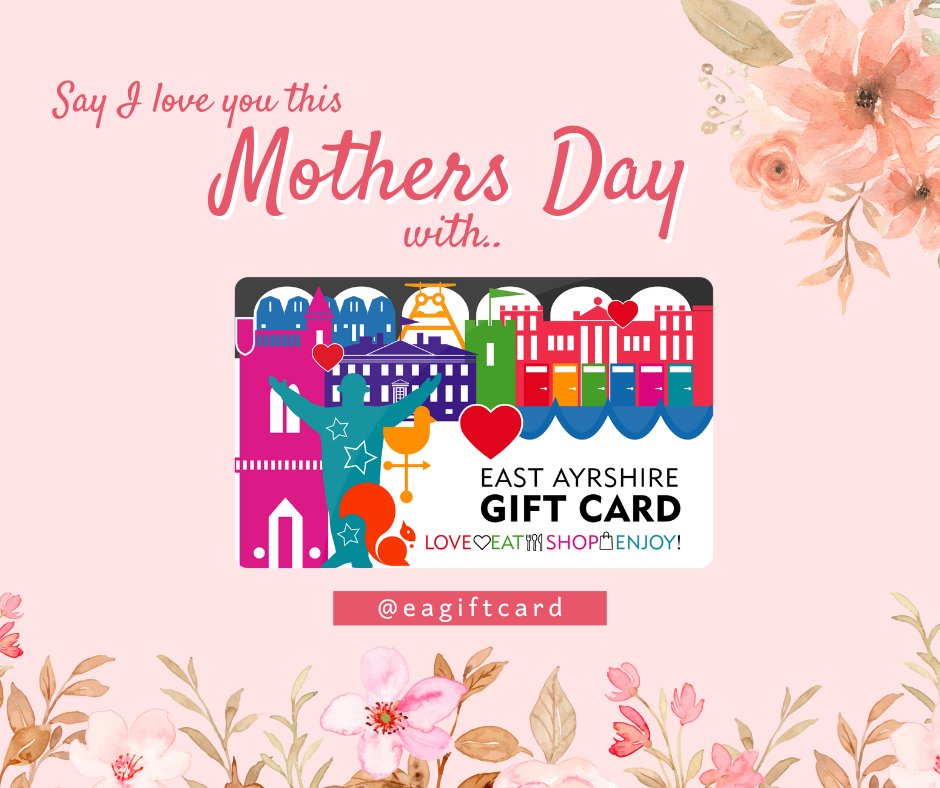 Struggling to find that perfect gift for the perfect mum? We've got you covered.🤩 
Give an East Ayrshire Gift Card this mothers day and give mum the gift to choose from luxury experiences, dining out, beautiful gifts and more! 💖 🎁 

Buy yours today at orlo.uk/kKuWN