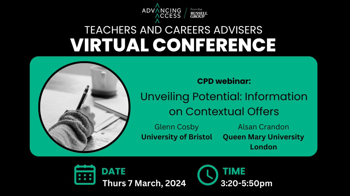 It's the week of our Teachers and Advisers Virtual Conference! Our final webinar announcement is 'Information on Contextual Offers' with experts from @BristolUni and @QMUL 🎓It's not too late to sign up - book your free place here: bit.ly/VirtualConfere…