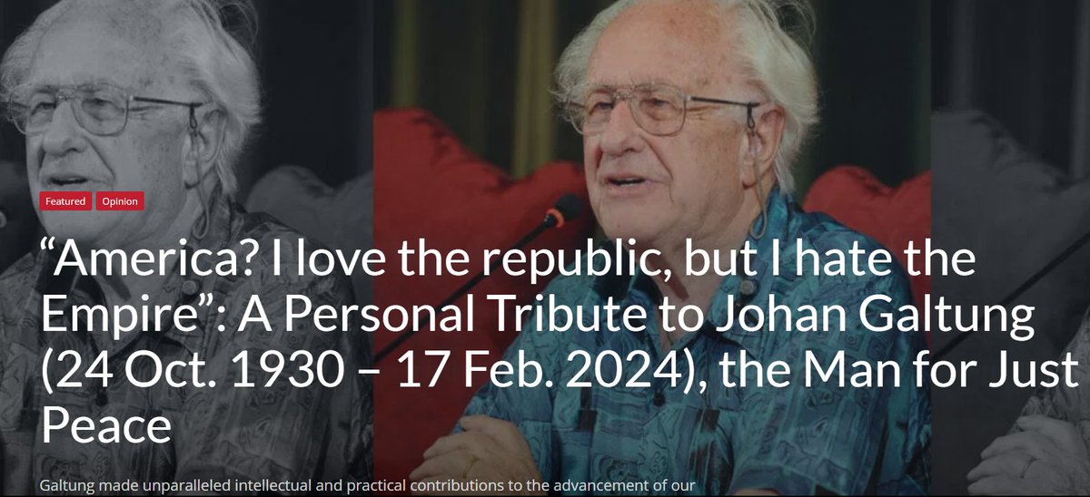 My personal tribute to Johan #Galtung, the father of peace research and practice of mediation.   @officialFORSEA forsea.co/a-personal-tri…