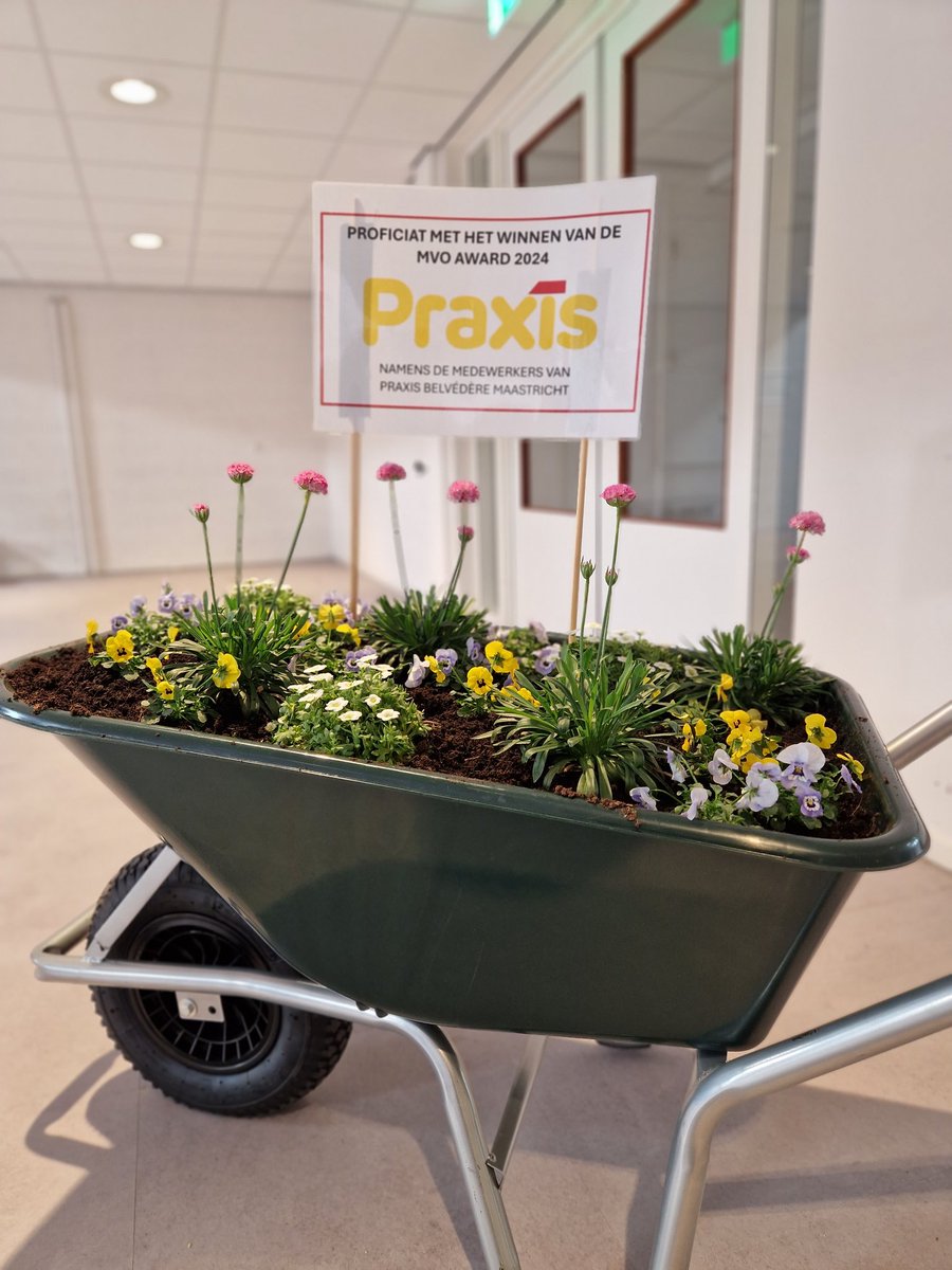 Zojuist werden we verrast door de medewerkers van Praxis Belvédère Maastricht (medefinalisten MVO Award) met een opfleurend cadeau. Dank! 👍