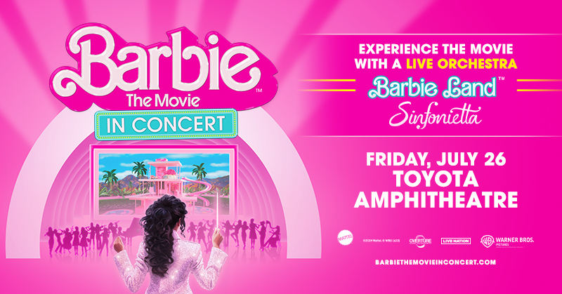 JUST ANNOUNCED: Barbie the Movie: In Concert™ is heading to Toyota Amphitheatre on Friday, July 26! 💖 Performed by the Barbie Land™ Sinfonietta alongside the film’s award-winning score. Presale 3/7 10am (code: KEY) Tickets on sale Fri 3/8 10am local: livemu.sc/48DSJMv