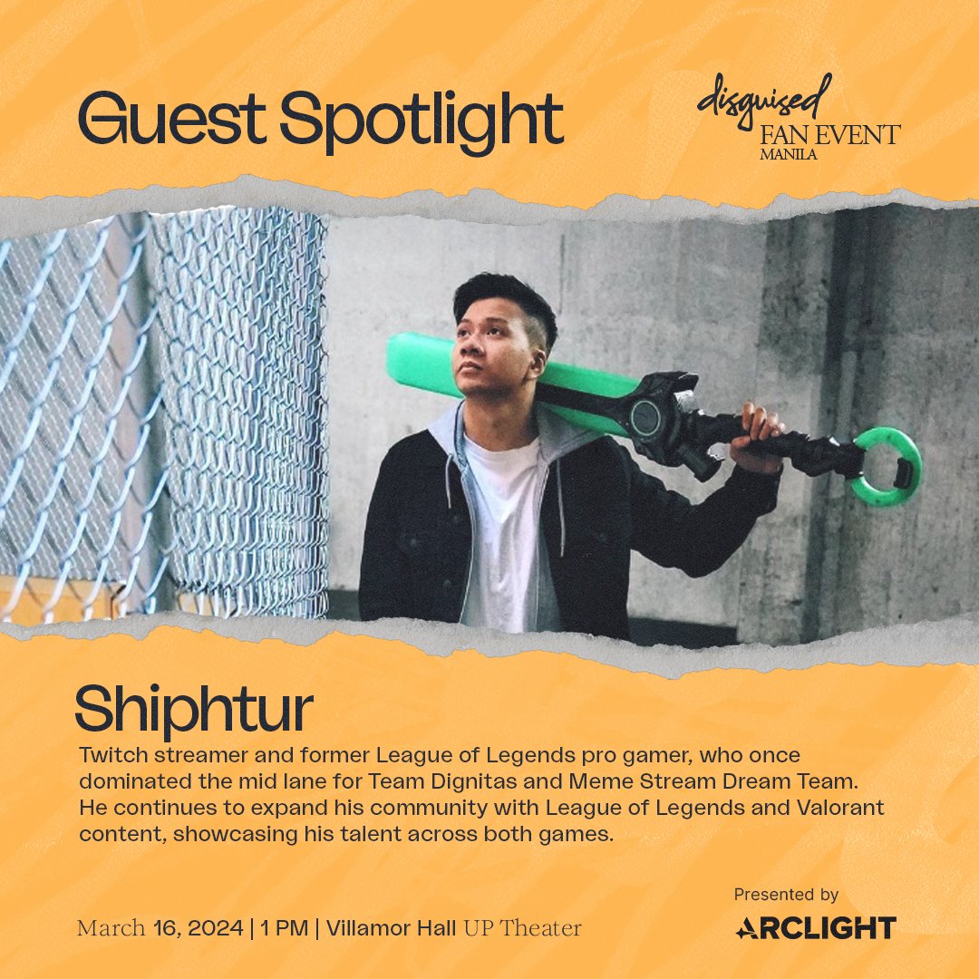 Meet the champ in the flesh, former League of Legends pro turned streaming icon <a href="/Shiphtur/">Danny Le</a> at Disguised Fan Event Manila! What are you waiting for? 🤩

 Grab your tickets at disguised.gg/manila