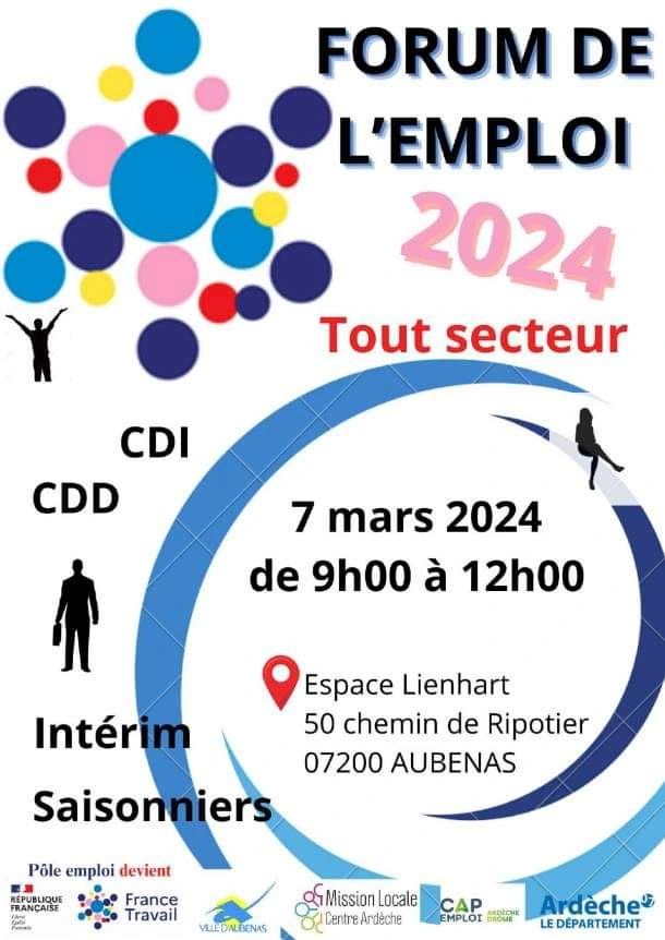 [#TousMobilisés] pour l'#emploi 

Ça se passe en territoire <a href="/FTravail_ARA/">France Travail Auvergne-Rhône-Alpes</a> #Ardèche

L'agence d'#Aubenas avec ses partenaires organisent un forum de l'emploi le 7 mars matin

#AvecFranceTravail #OnEstLàPourVous