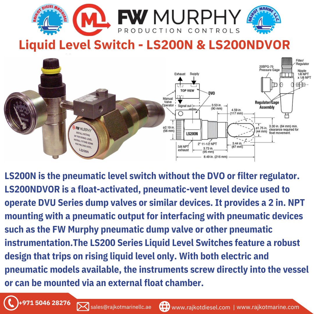 Rajkotdiesel's tweet image. Designed for harsh gas compressor scrubber applications, the LS200 Series Liquid Level Switches feature a robust design that trips on rising liquid level only. #gas,#compressors #liquidlevel #Levelswitch #oilandgas #oilandgasindustry #Pressure