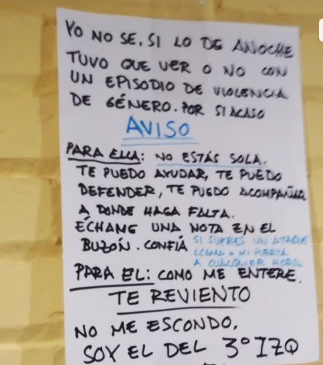 Vecinxs preocupadxs en sospechoso caso de violencia de género, siempre en mi equipo💜