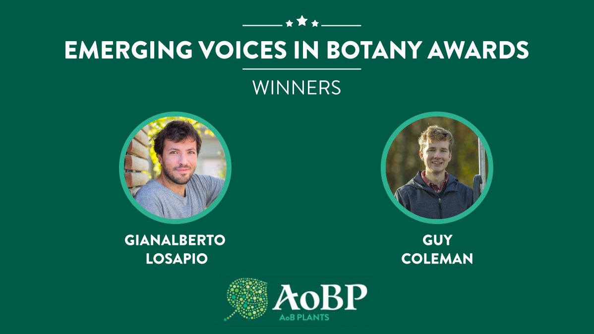 🎉We are happy to announce the winners of the first <a href="/AoB_PLANTS/">AoBP</a> Emerging Voices in Botany Awards!

🏆Congratulations to Gianalberto Losapio and Guy Coleman for their outstanding contributions to our "Emerging Voices in Botany" Special Issue

👉bit.ly/EmVoinBot

#botany