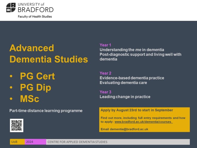 🎓Ready to take your career to the next level? Our PgCert/PgDip/MSc Advanced Dementia Studies is here to help you become a leader in dementia care. Apply today! 🌟 Contact us: dementia@bradford.ac.uk. #dementia #leader #study