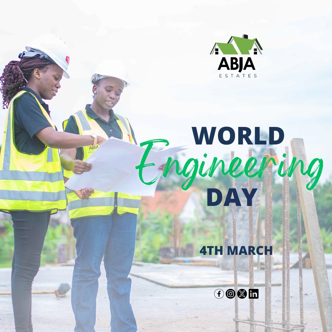 Today, we celebrate ENGINEERS! 👷🏾‍♂️👷🏾‍♀️

At ABJA Estates Limited, we celebrate the power of engineering to shape Uganda's skyline for a better tomorrow. Let's build a future together! 🏗️

#WorldEngineeringDay #WorldEngineeringDay2024 #WeAreABJA