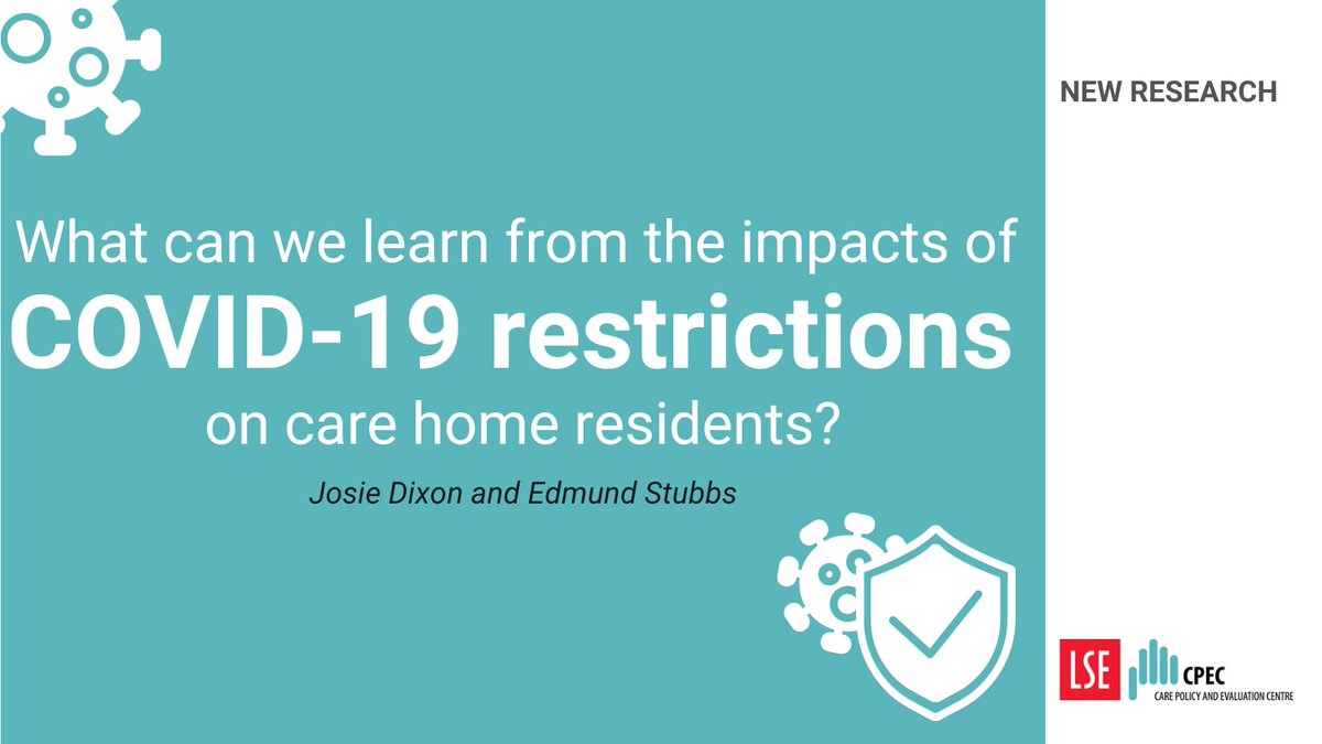 NEW RESEARCH: What can we learn from the impacts of #COVID-19 restrictions on #CareHome residents?🏠 In a new journal article, @josieedixon + @EdmundStubbs1 unpack perspectives from family carers, with key lessons for #PublicHealth measures in future:👉 lse.ac.uk/cpec/news/covi…