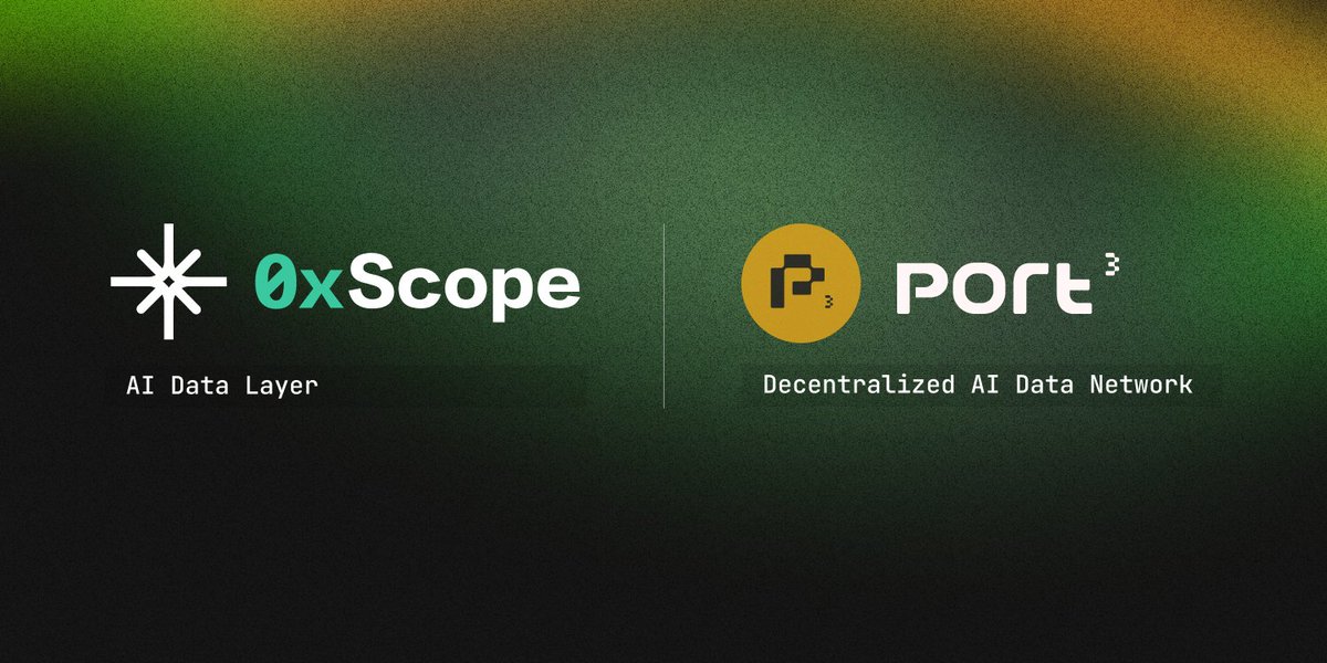 Port3Network's tweet photo. 🤝Welcome @ScopeProtocol to the #Port3Network ecosystem! 

⭐️#0xScope is an AI data layer for Web3 #AI applications with core products Scopechat, Scopescan and ScopeAPI.

 🥳Let's collaborate to build a robust AI data layer for Web3. https://t.co/7SHkClT0PS