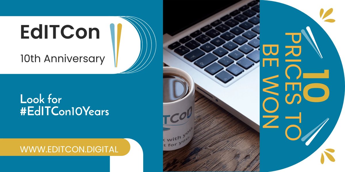 editconltd's tweet image. “🎉 A decade of digital success with EdITCon! Stay tuned for a month full of surprises. #EdITCon10Years #Innovation”