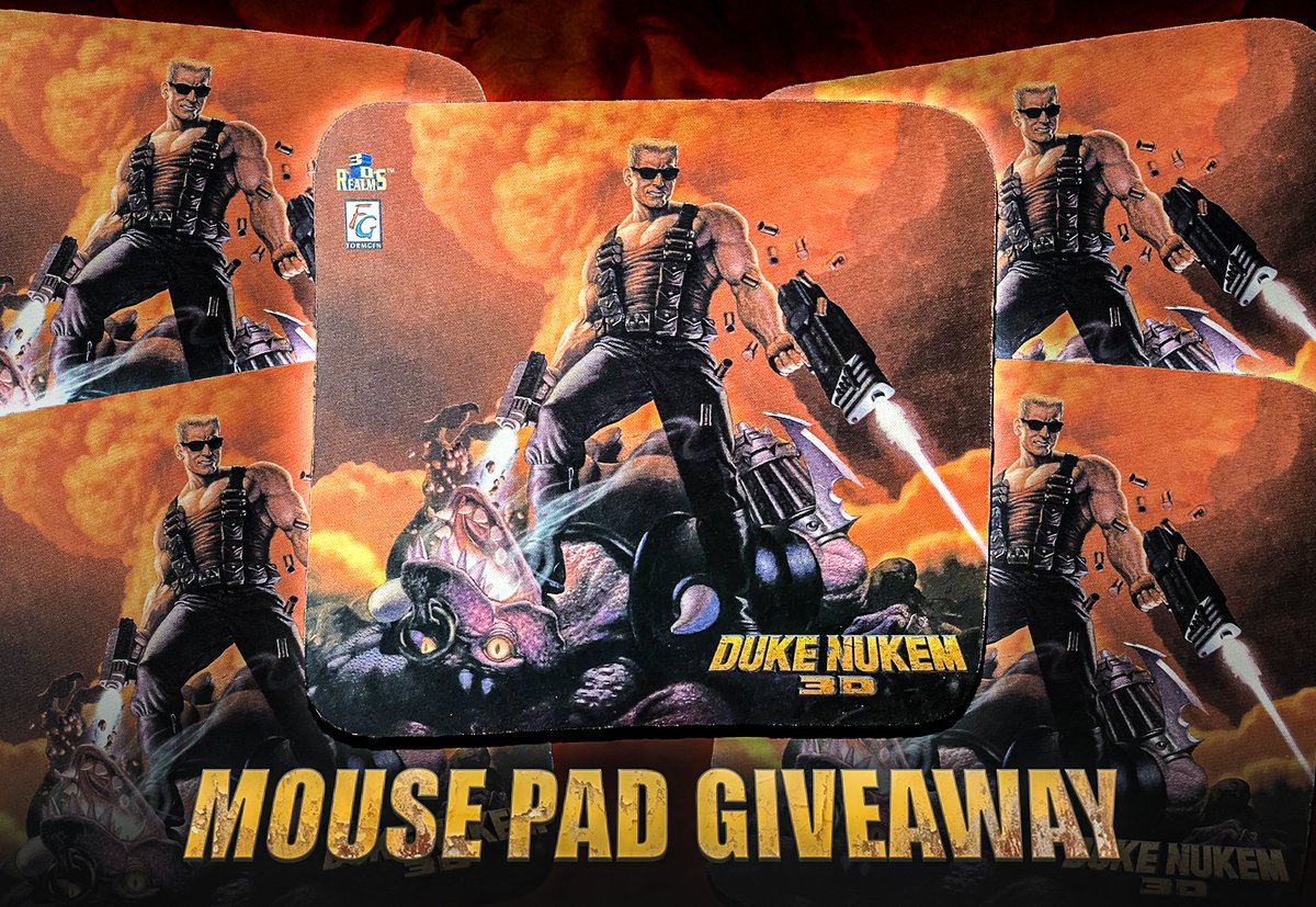 COME GET SOME MOUSE PADS! Having recently found another stash of Duke Nukem 3D 1996 era mouse pads, of course we're gonna give some away! FIVE fortunate winners will each win a Duke 3D pad. One of those winners will also win an extra surprise, too! ENTER 👉 RT, Like & Follow