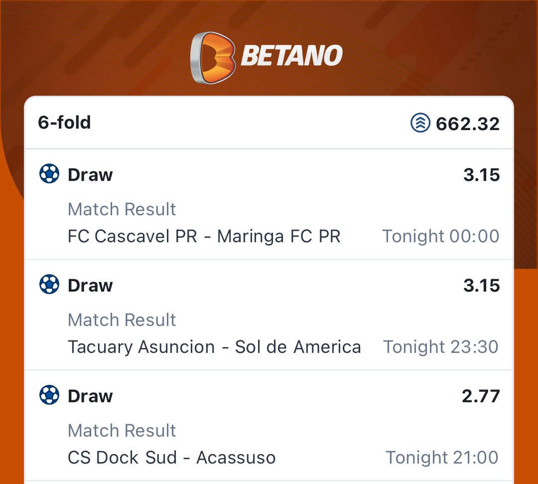 TheFtXMaestro's tweet image. 6/6 FT X  ready on Betano🔞 

Play | Edit | Ignore 📝 

Booking Code 👉🏽 ADGHMI1I 

BetSlip link 👉🏽 betano.ng/mybets/2014083…

Not on Betano? Register here in 2 mins:
bit.ly/47jeIbq

Promo code 👉🏽 INVESTOR

“Play Responsibly” 🔈