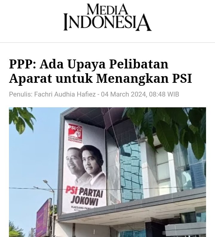 ch_chotimah2's tweet photo. Ada lagi ini.🤦
PPP: Ada Upaya Pelibatan Aparat untuk Menangkan PSI.

Ketua Majelis Pertimbangan Partai Persatuan Pembangunan (PPP) M Romahurmuziy mengaku mendengar ada upaya pemenangan Partai Solidaritas Indonesia (PSI) yang melibatkan aparat.

Menurut informasi yang ia terima, aparat memberi target kepada penyelenggara pemilu agar PSI memperoleh 50 ribu suara di tiap kabupaten atau kota di Jawa. Lalu, 20 ribu suara di tiap kabupaten atau kota di luar Jawa.

Upaya itu dilakukan dengan menggunakan dan membiayai jejaring organisasi masyarakat (ormas) kepemudaan tertentu. Ia mengungkapkan ormas itu pernah dipimpin salah seorang menteri dan bertugas memobilisasi suara PSI dengan mencoblos gambar partai.
https://t.co/qYPiqk12uE