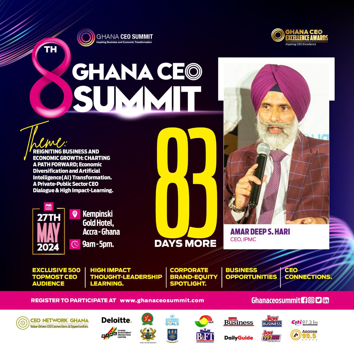The 8TH Ghana CEO Summit brings together heads of state, ministers, financial investors, and Ghana's leading CEOs to identify business opportunities and forge partnerships through investment-focused sessions.
#GhanaCeoSummit
