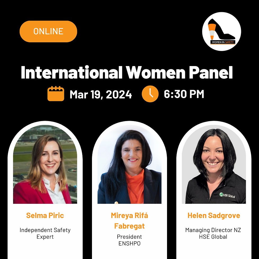 Exciting news! 📣
🙋‍♀️ International Women's Day Panel
📆 March 19th, 2024
Our president, Mireya Rifá Fabregat , will be representing ENSHPO The European Network of Health and Safety Organizations in an empowering panel discussion alongside women from around the world.
